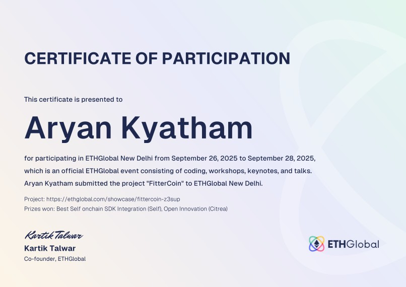 ETHGlobal New Delhi certificate