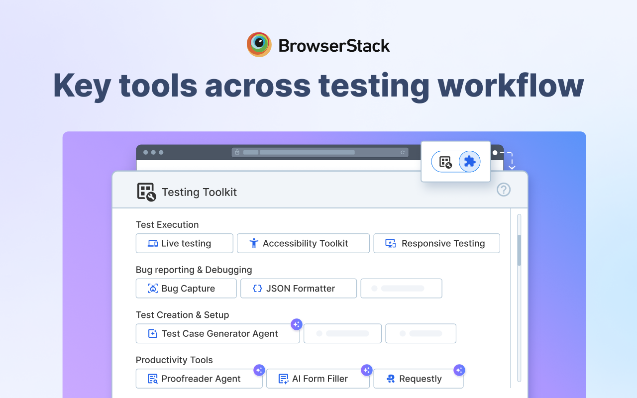 Testing Toolkit: key tools across the testing workflow